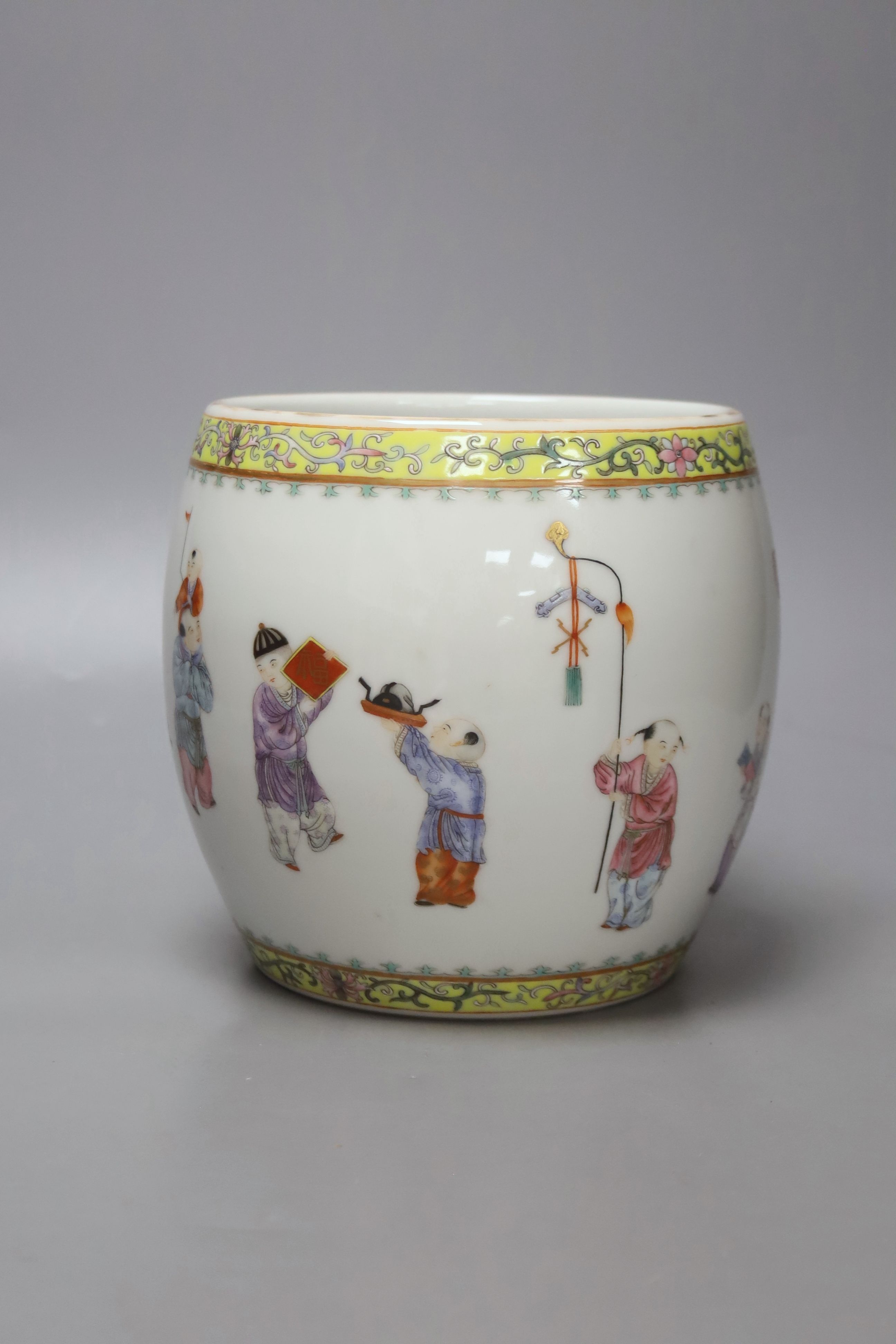 A Chinese famille rose 'Boys' jar, 16cm high